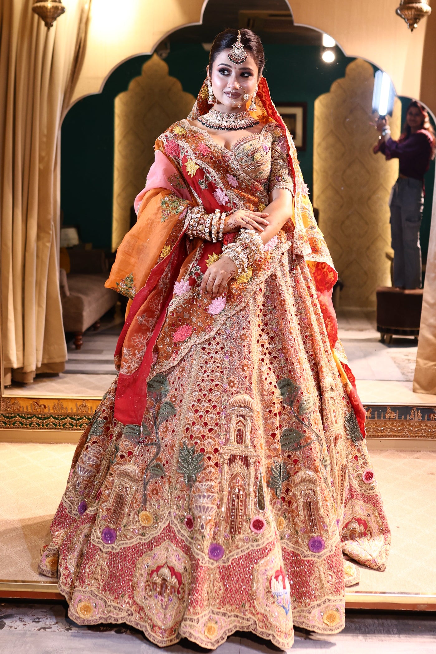 Regal Red and Pink Bridal Lehenga