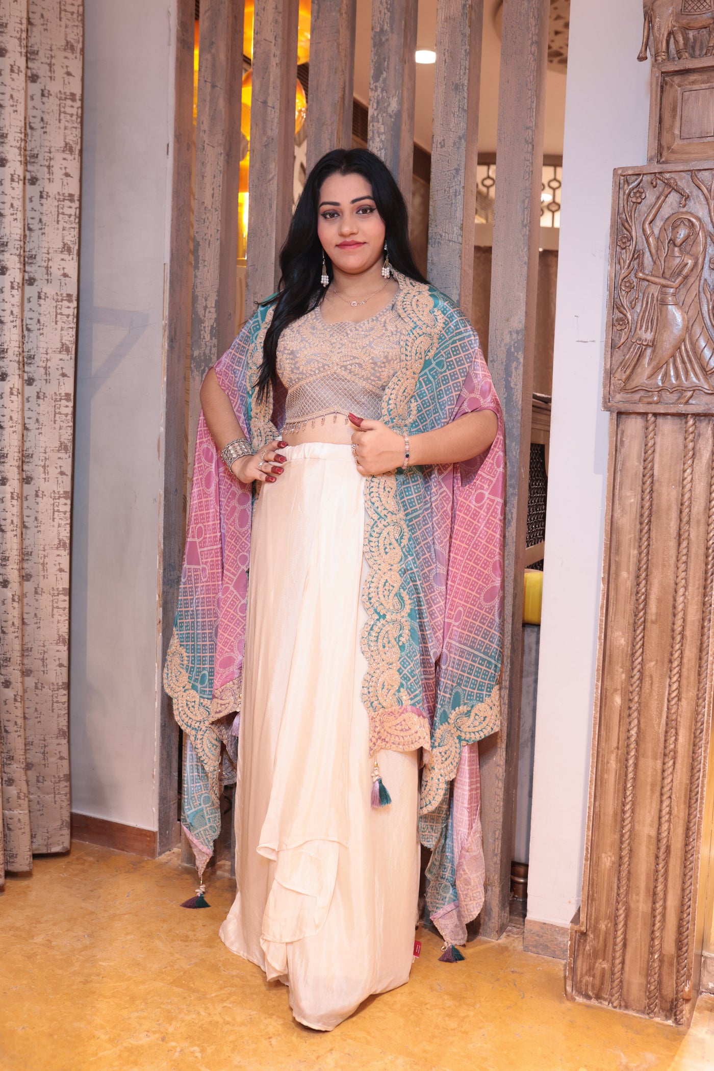 Pastel Pink and Teal Shrug Dress