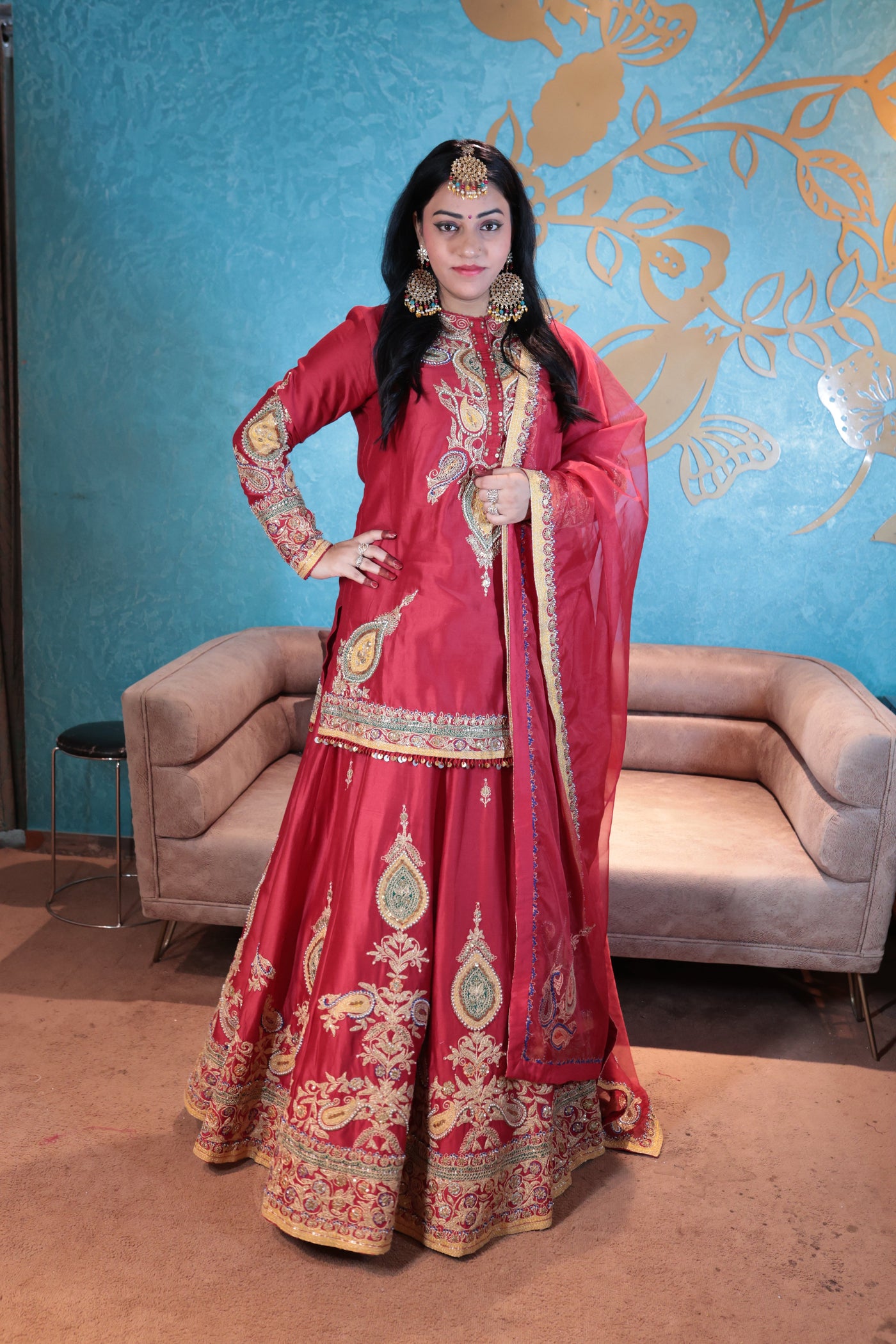 Timeless Crimson and Gold Lehenga Set