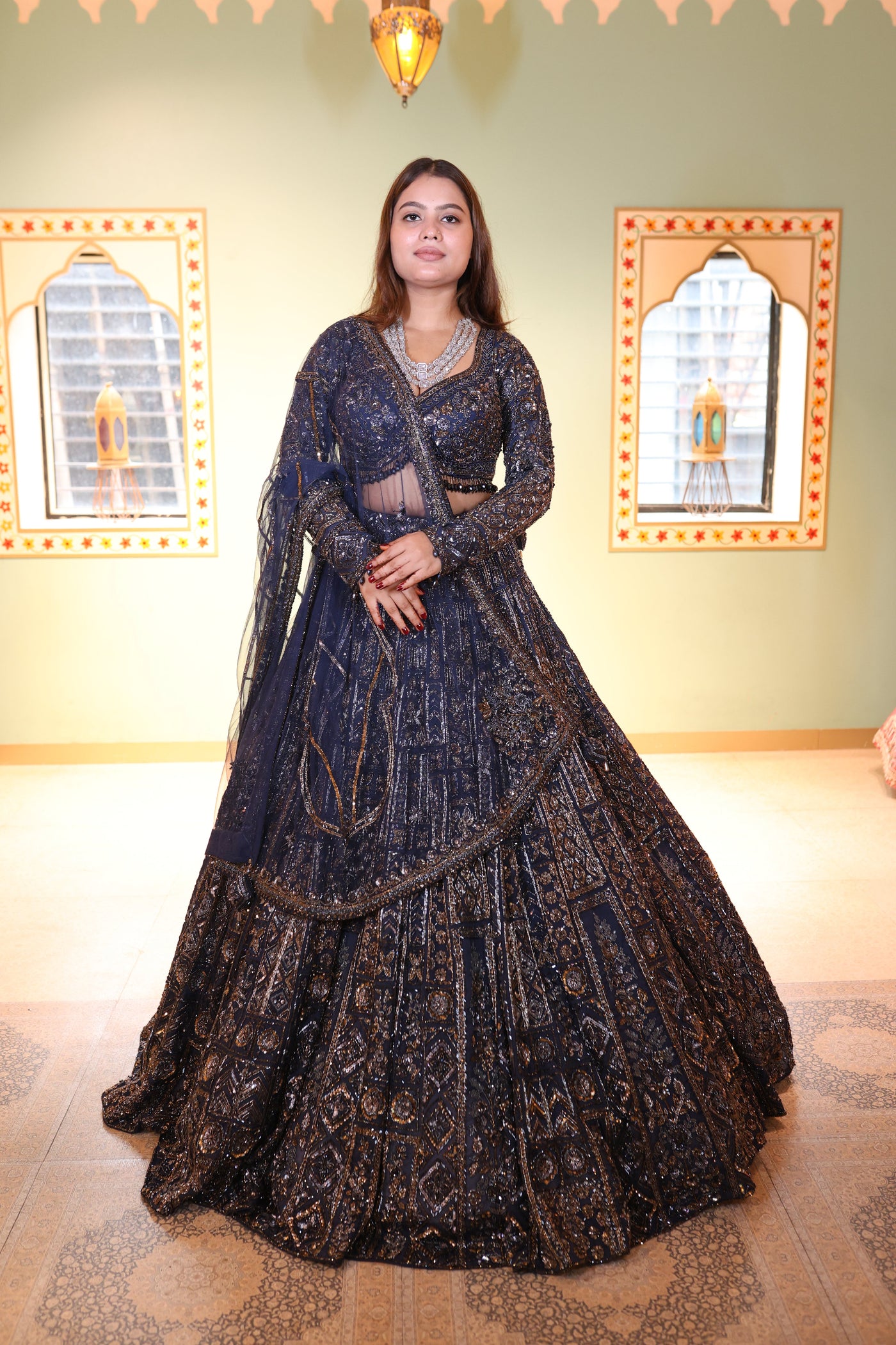 Midnight Starry Night Royal Blue Lehenga