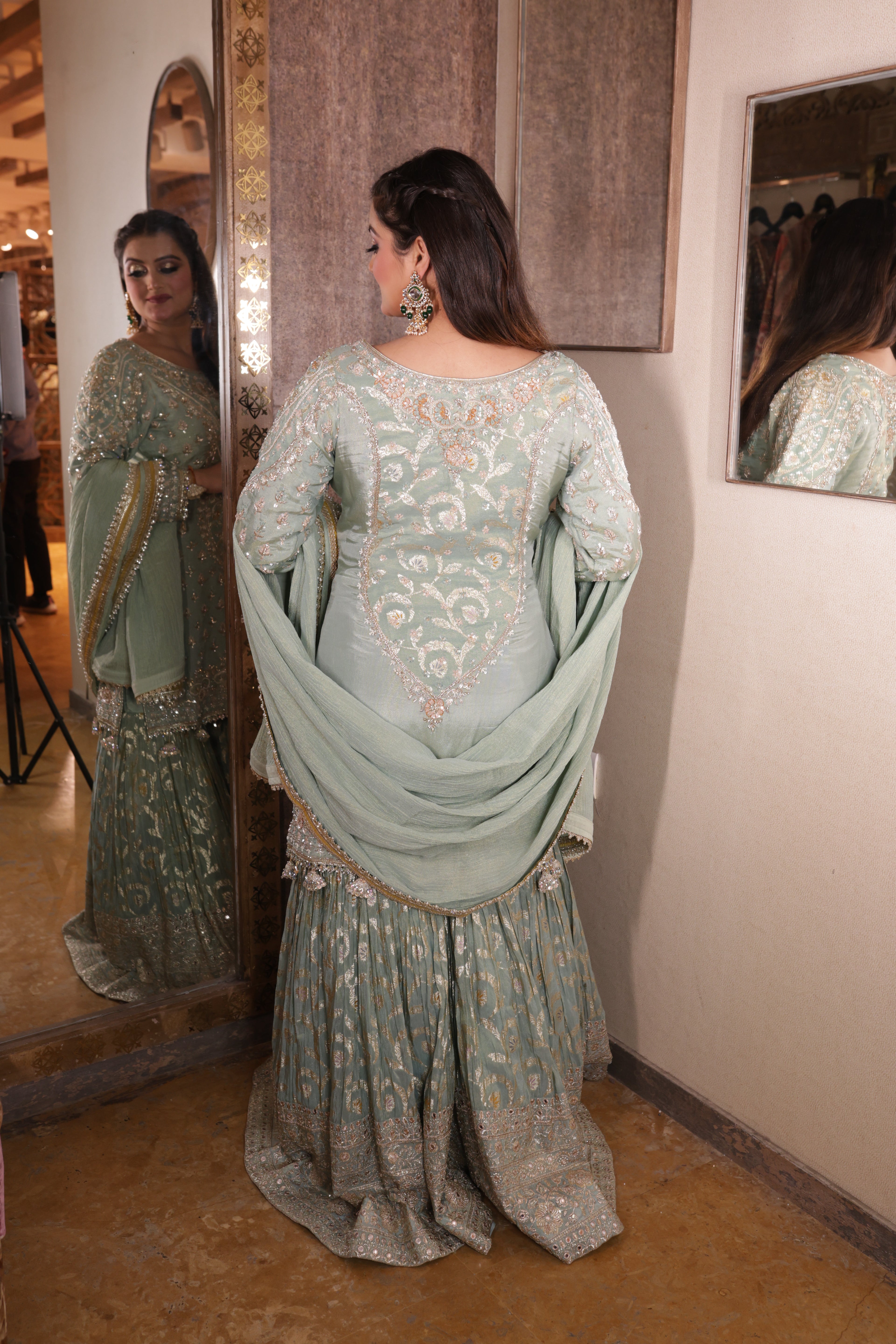Mint Serenity Sharara Suit with Dupatta (A-1238-7532 D-2)