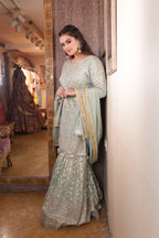 Mint Serenity Sharara Suit with Dupatta (A-1238-7532 D-2)
