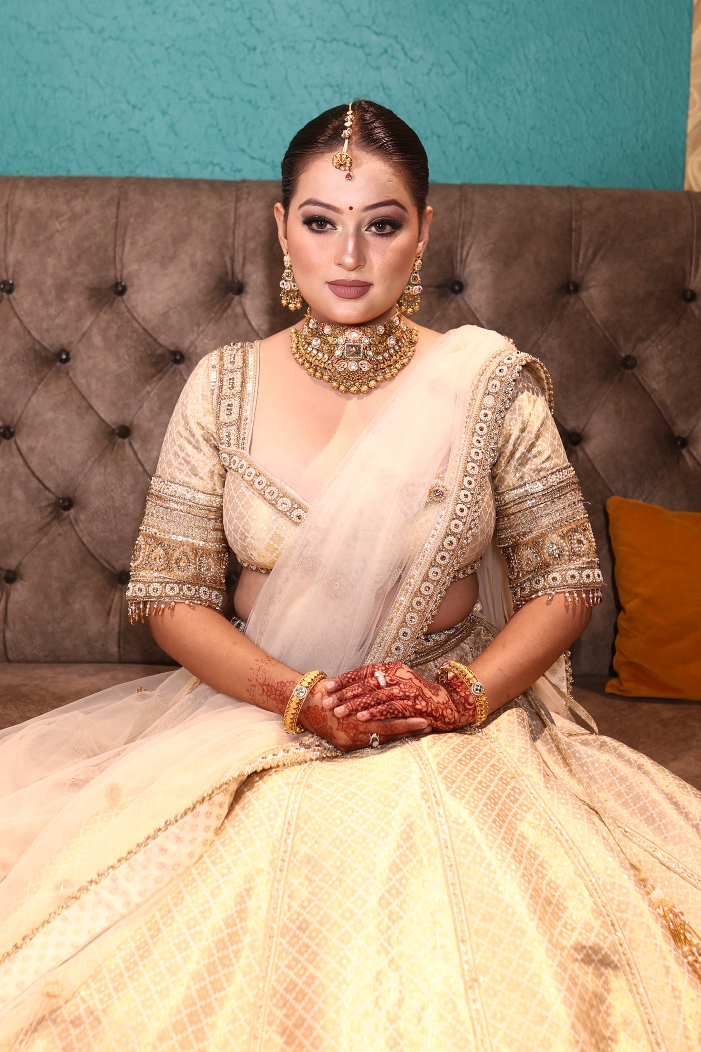 Regal Ivory & Gold Bridal Lehenga (S1S25 B-55)