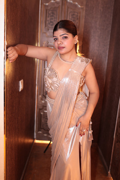 Liquid Gold Pre-Draped Saree ( 1813 M-35)
