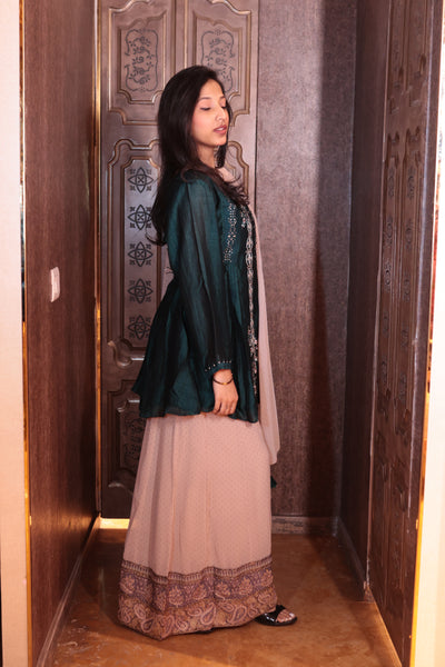 Forest Gem Short Kurti and Gharara Set ( K-1998 M-85)
