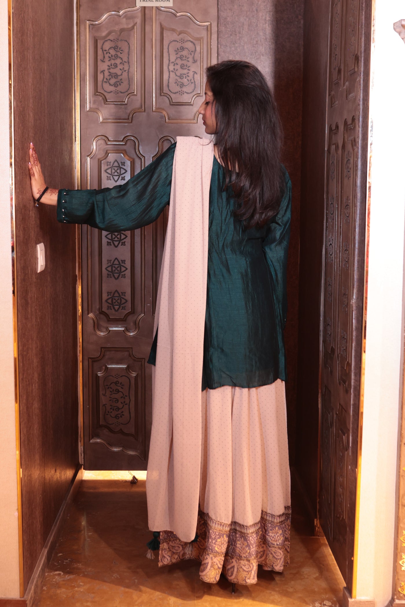 Forest Gem Short Kurti and Gharara Set ( K-1998 M-85)