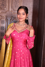 Fuchsia Festival' Gown with Banarasi Dupatta ( 1942 M-130)