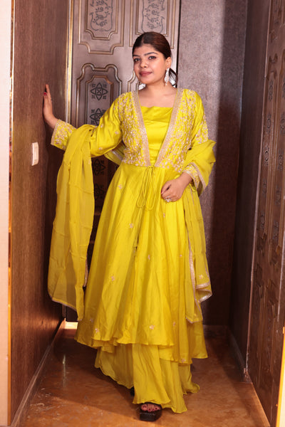 Lemon Zest Layered Kurti Set ( SN205 B-83)