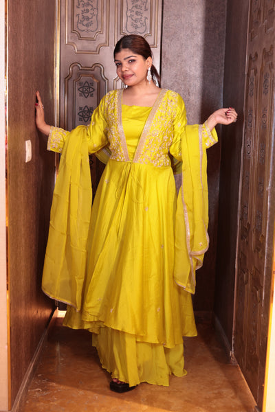 Lemon Zest Layered Kurti Set ( SN205 B-83)