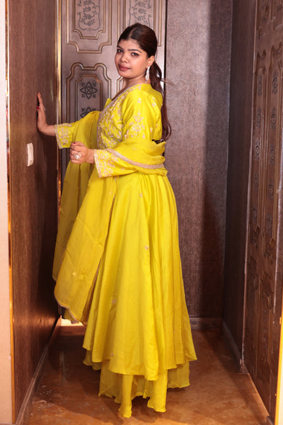 Lemon Zest Layered Kurti Set ( SN205 B-83)