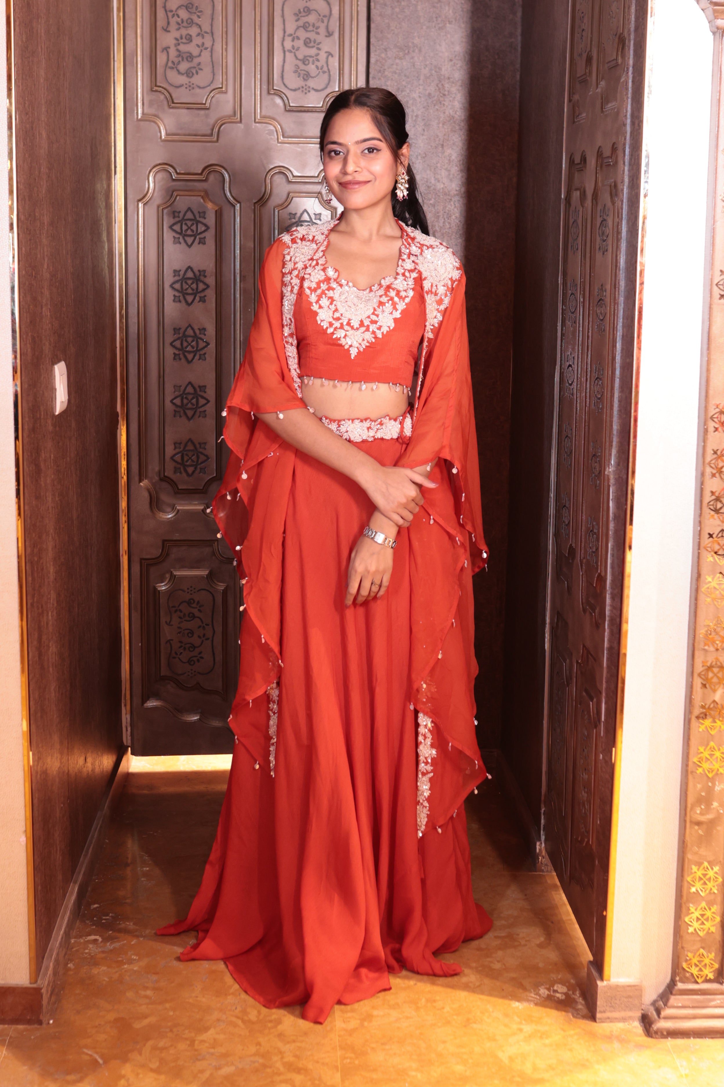 Saffron Sunset Cape Gown Ensemble dress ( SN208 B-83) Secondary image