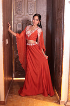 Saffron Sunset Cape Gown Ensemble dress ( SN208 B-83)