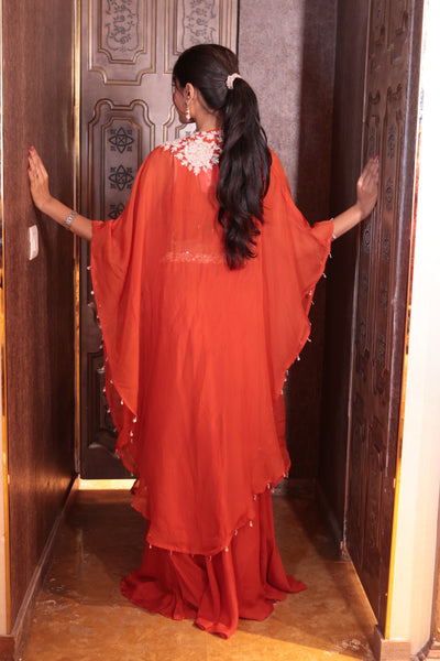 Saffron Sunset Cape Gown Ensemble dress ( SN208 B-83)