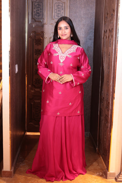 Fuchsia Flourish Kurti Skirt Set ( SN69 B-83)