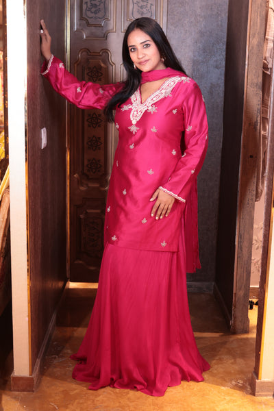 Fuchsia Flourish Kurti Skirt Set ( SN69 B-83)