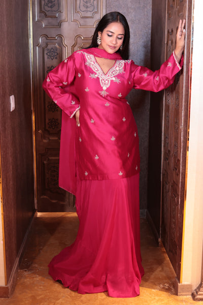 Fuchsia Flourish Kurti Skirt Set ( SN69 B-83)