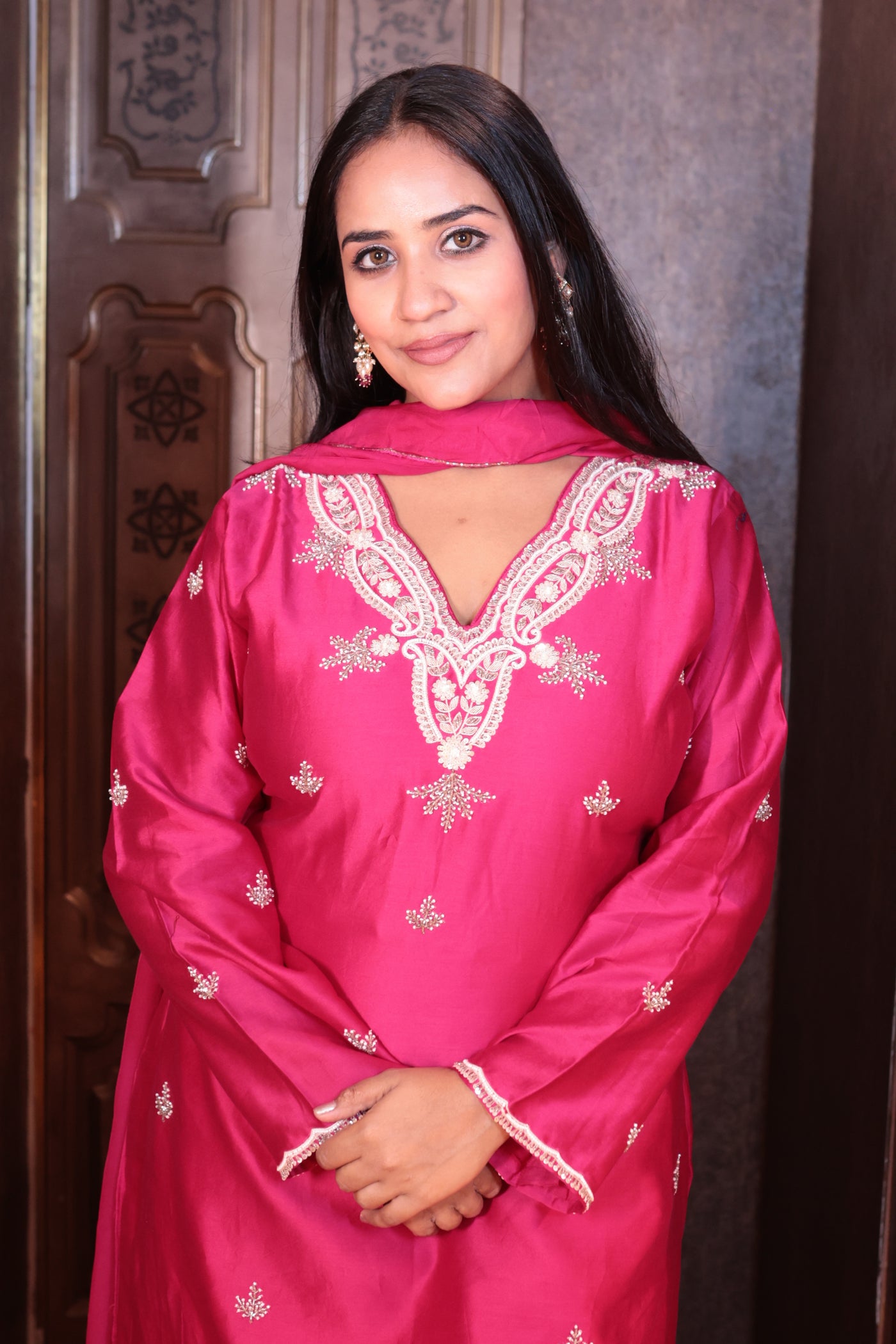 Fuchsia Flourish Kurti Skirt Set ( SN69 B-83)