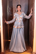 Periwinkle Garden Peplum Skirt dress ( 4103-A D-17)