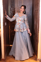 Periwinkle Garden Peplum Skirt dress ( 4103-A D-17)