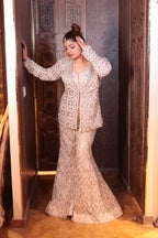 Champagne Shimmer Three-Piece Ensemble Dress ( 1493 M-3)