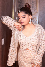 Champagne Shimmer Three-Piece Ensemble Dress ( 1493 M-3)