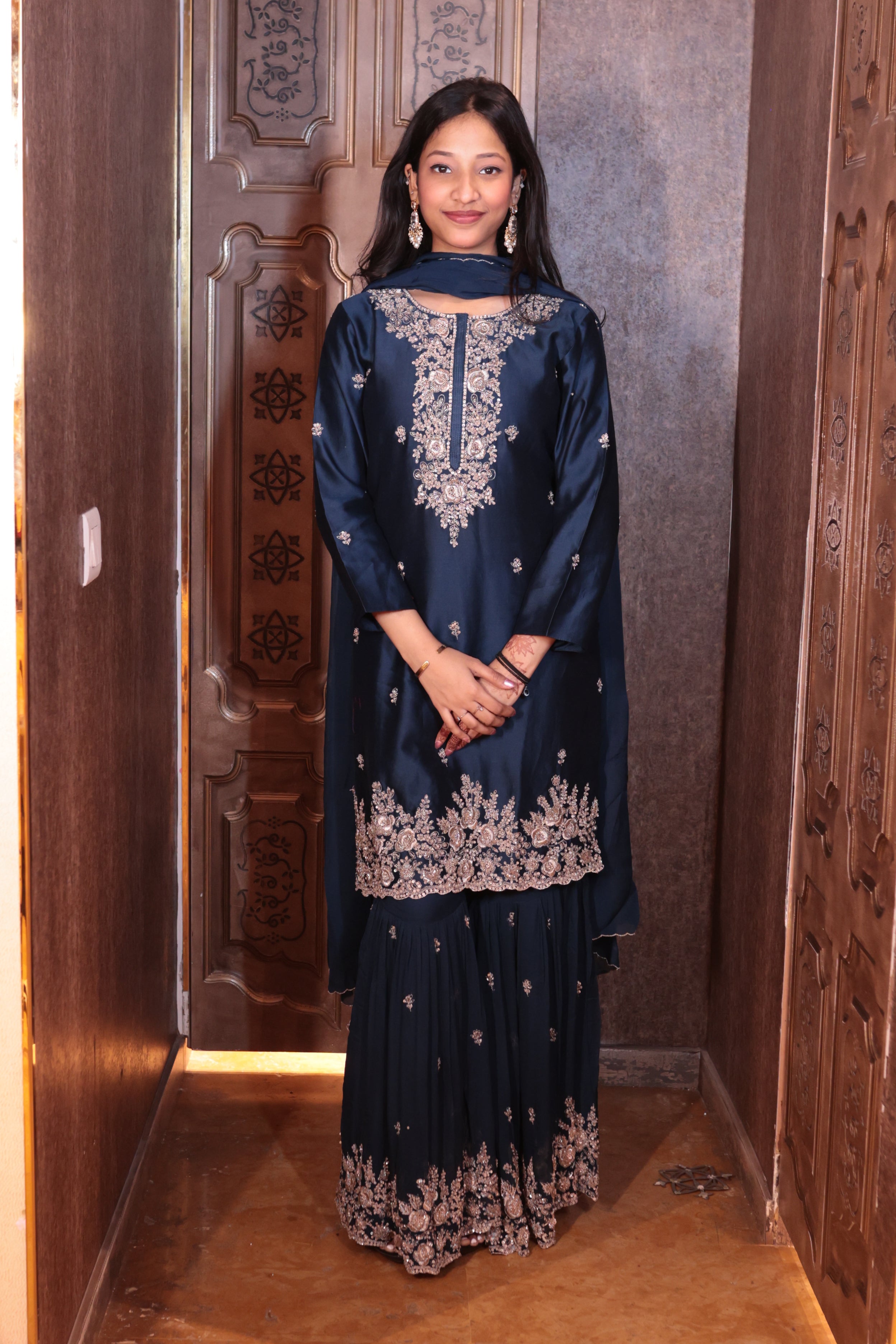 Navy Noir Sharara Suit ( SN-34 B-83) Main image