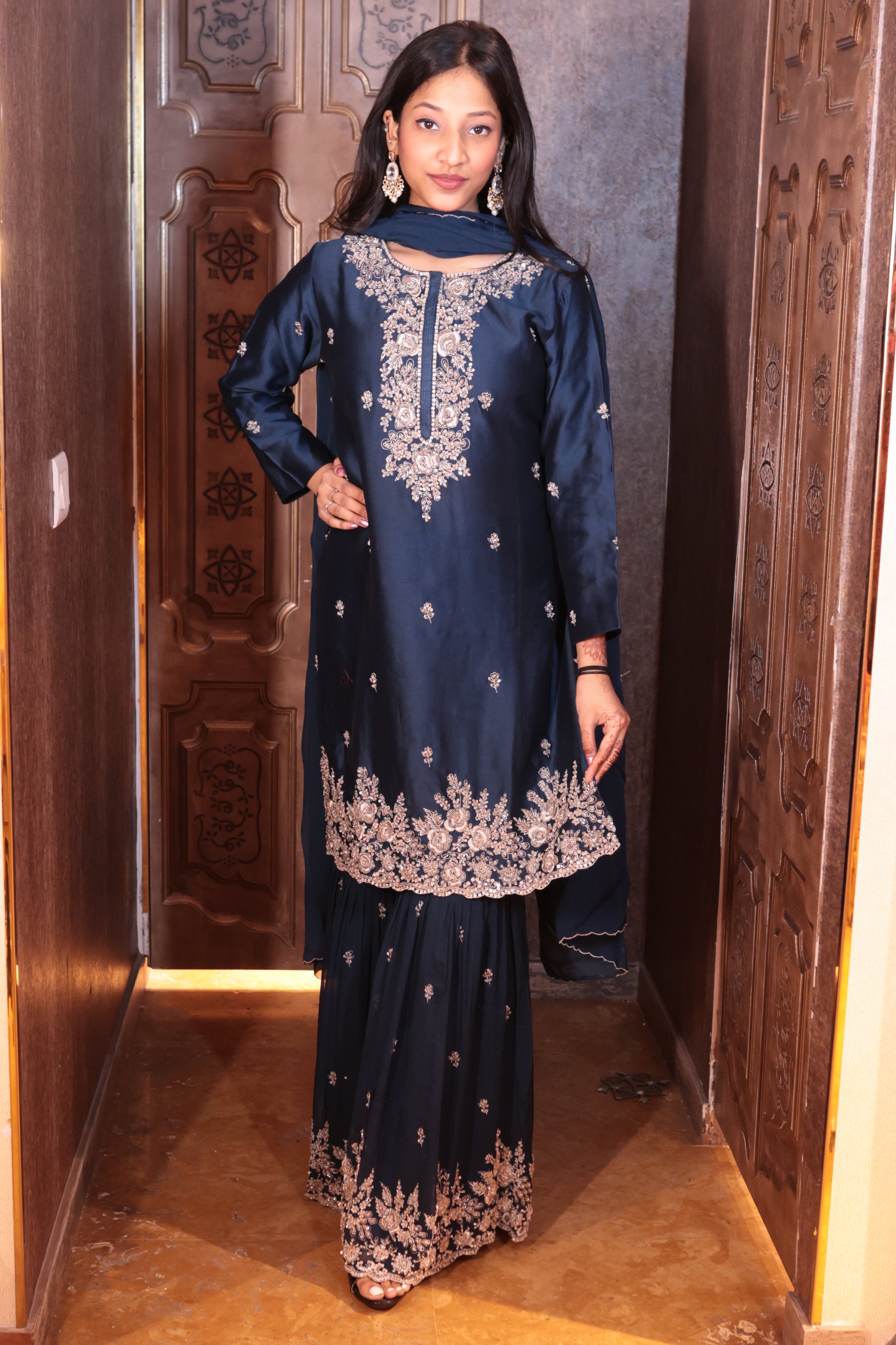 Navy Noir Sharara Suit ( SN-34 B-83) Secondary image