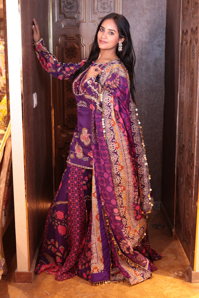 Noor-e-Bahar Kurti and Sharara set (V-6066SH D-38)