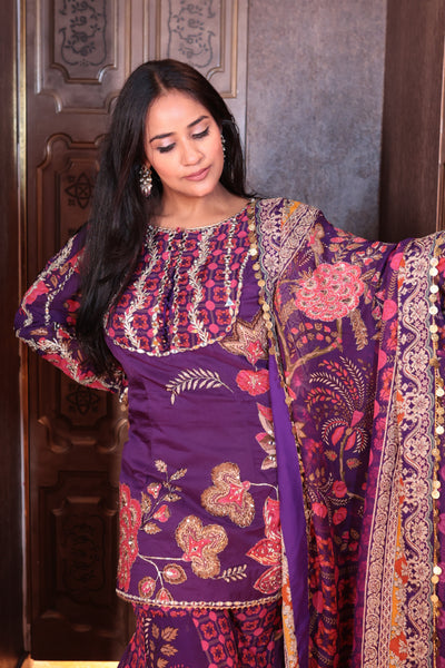Noor-e-Bahar Kurti and Sharara set (V-6066SH D-38)