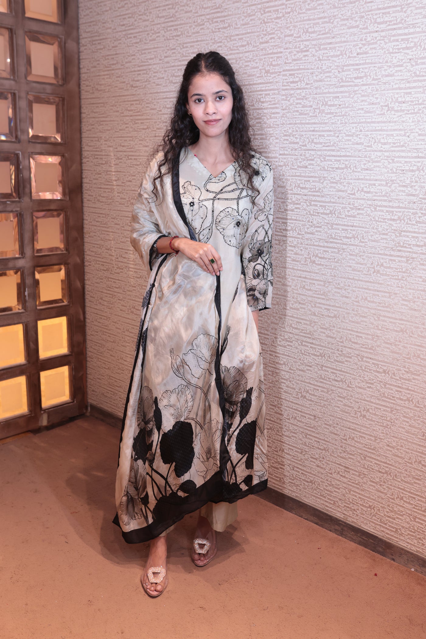 Ivory Bloom Hand-Painted Organza Set (4161 BS-84)