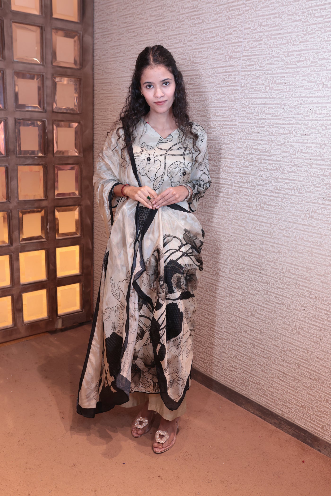 Ivory Bloom Hand-Painted Organza Set (4161 BS-84)