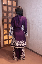 Deep Wine Floral Embroidered Kurta Set (S-337 B-1)