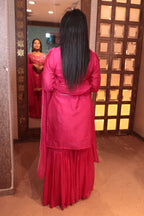 Hot Pink & Gold Embroidered Sharara Suit (5412 B-106)