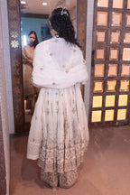 Cream Antique Gold Embroidered Kurta Set (FALAK M-91)