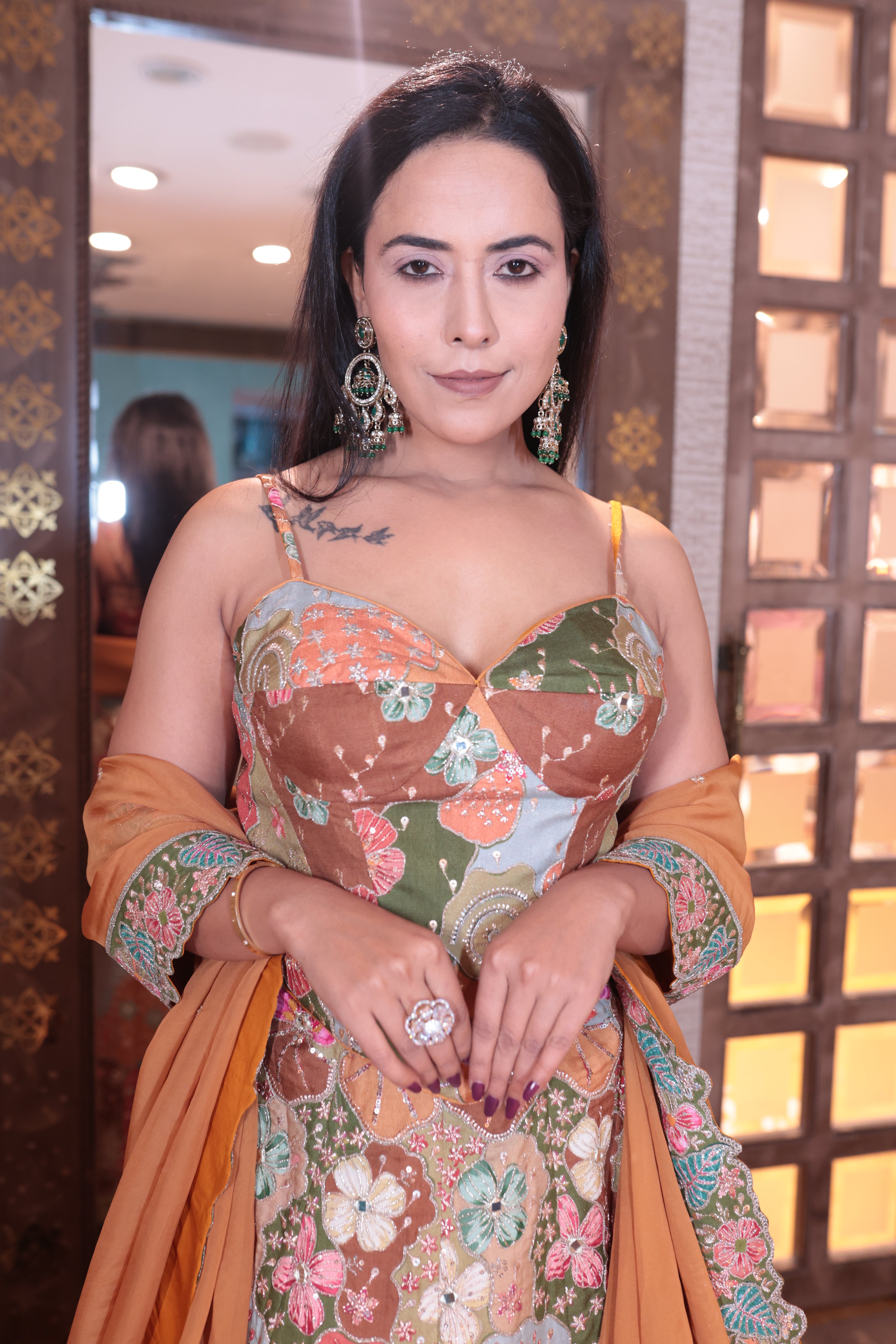 Autumn Garden Floral Patchwork Lehenga (HA-6080 M-117) Secondary image