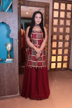 Deep Maroon Printed Kurta & Sharara Set (JM-3081 M-33)