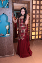 Deep Maroon Printed Kurta & Sharara Set (JM-3081 M-33)