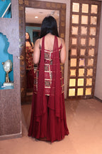 Deep Maroon Printed Kurta & Sharara Set (JM-3081 M-33)