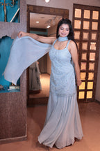 Soft Powder Blue Sharara Set with Delicate Embellishment (2413 M-13)
