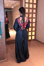 Deep Indigo Co-ord Set with Bold Floral Embroidery (S.B.D-1852B BS-32)