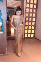 Golden Glamour Pre-Draped Saree Ensemble (3441 M-108)