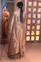 Gold Brocade Anarkali Suit with Palazzo Bottoms (P-2806 M-75)