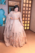 Blush Cream Embellished Lehenga with Nature Motifs (2206 M-107)