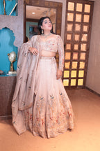 Blush Cream Embellished Lehenga with Nature Motifs (2206 M-107)