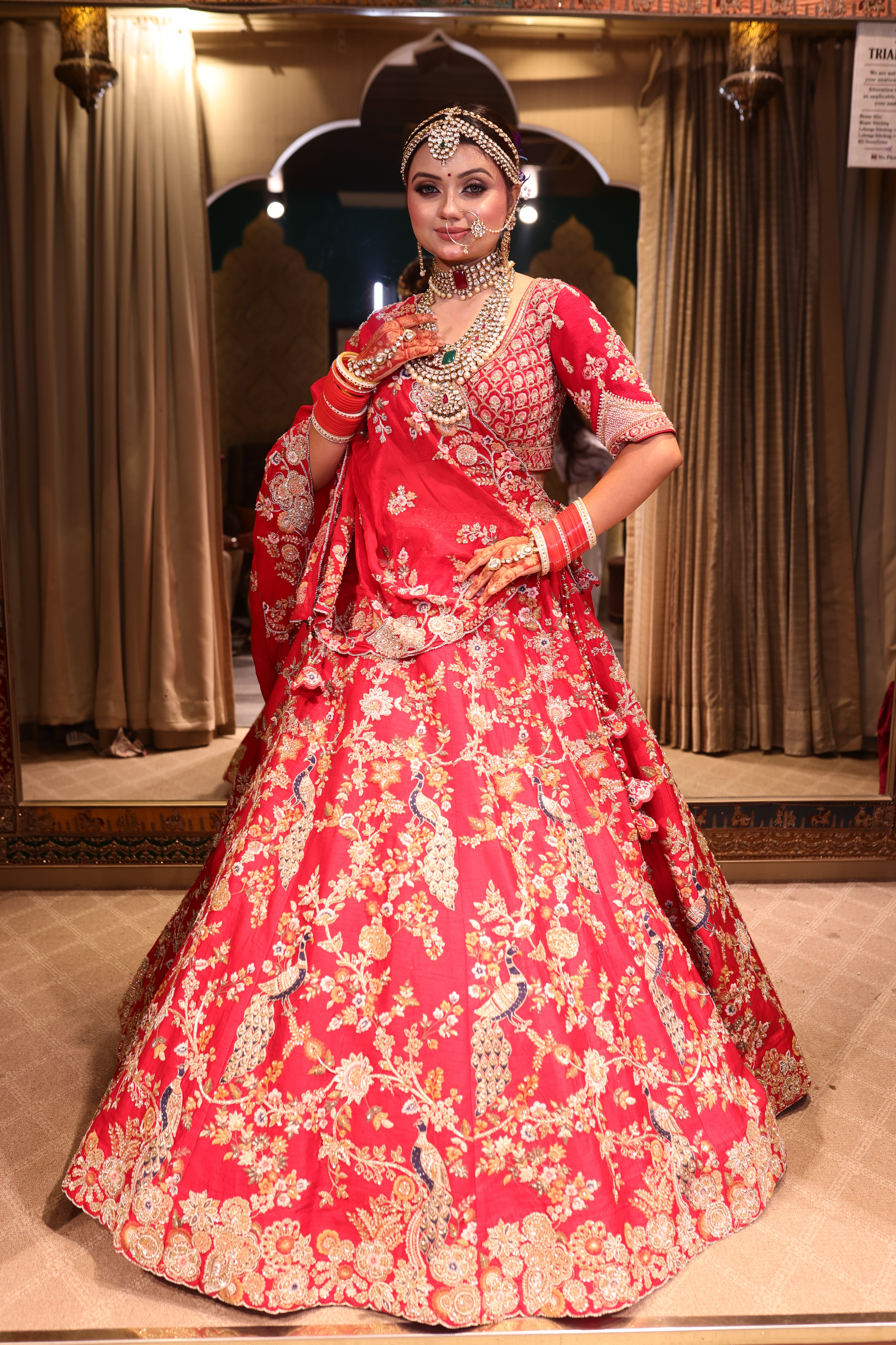 Scarlet Peacock Red Bridal Lehenga(SAR996 B-122) Main image
