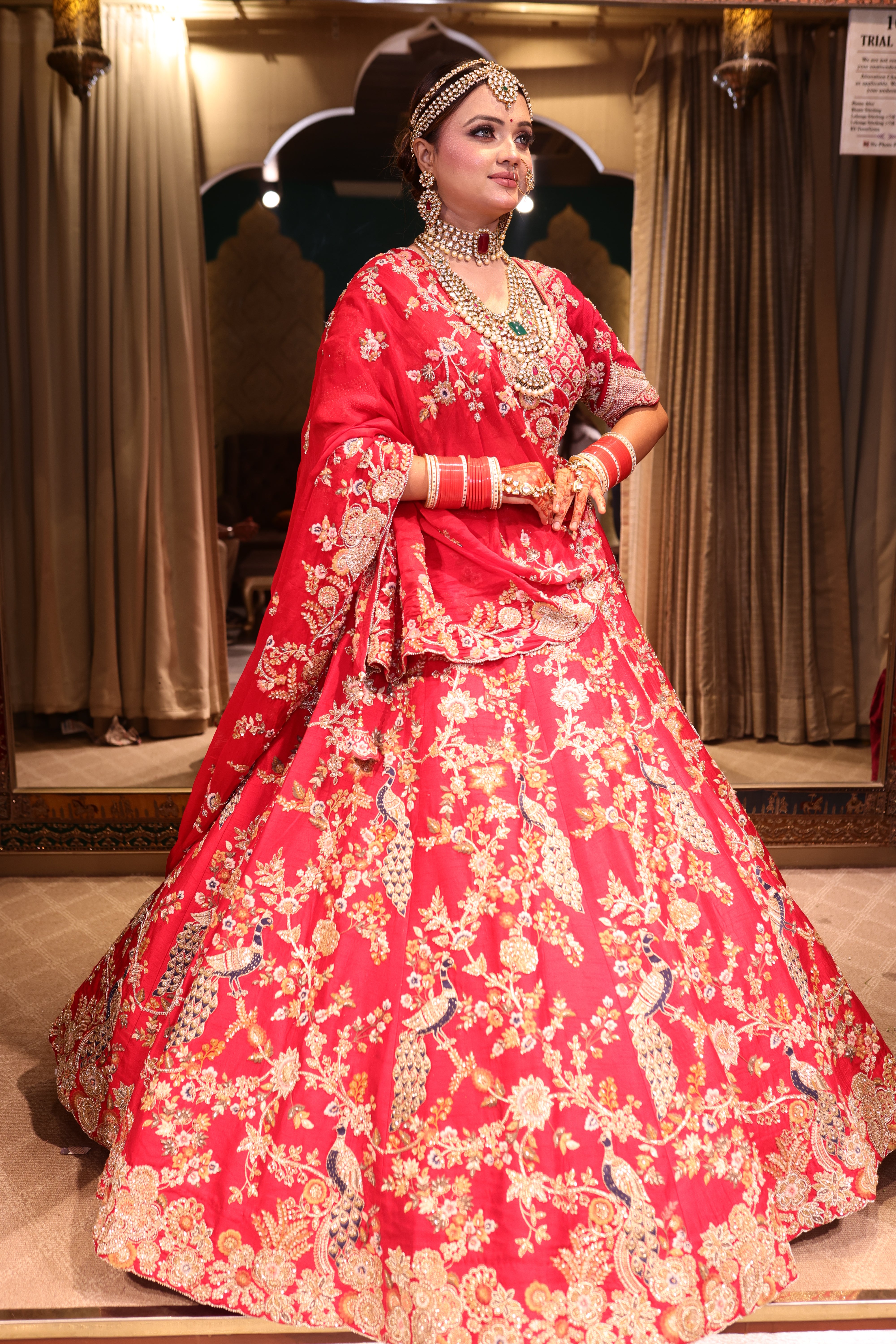 Scarlet Peacock Red Bridal Lehenga(SAR996 B-122) Secondary image