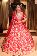 Scarlet Peacock Red Bridal Lehenga(SAR996 B-122)