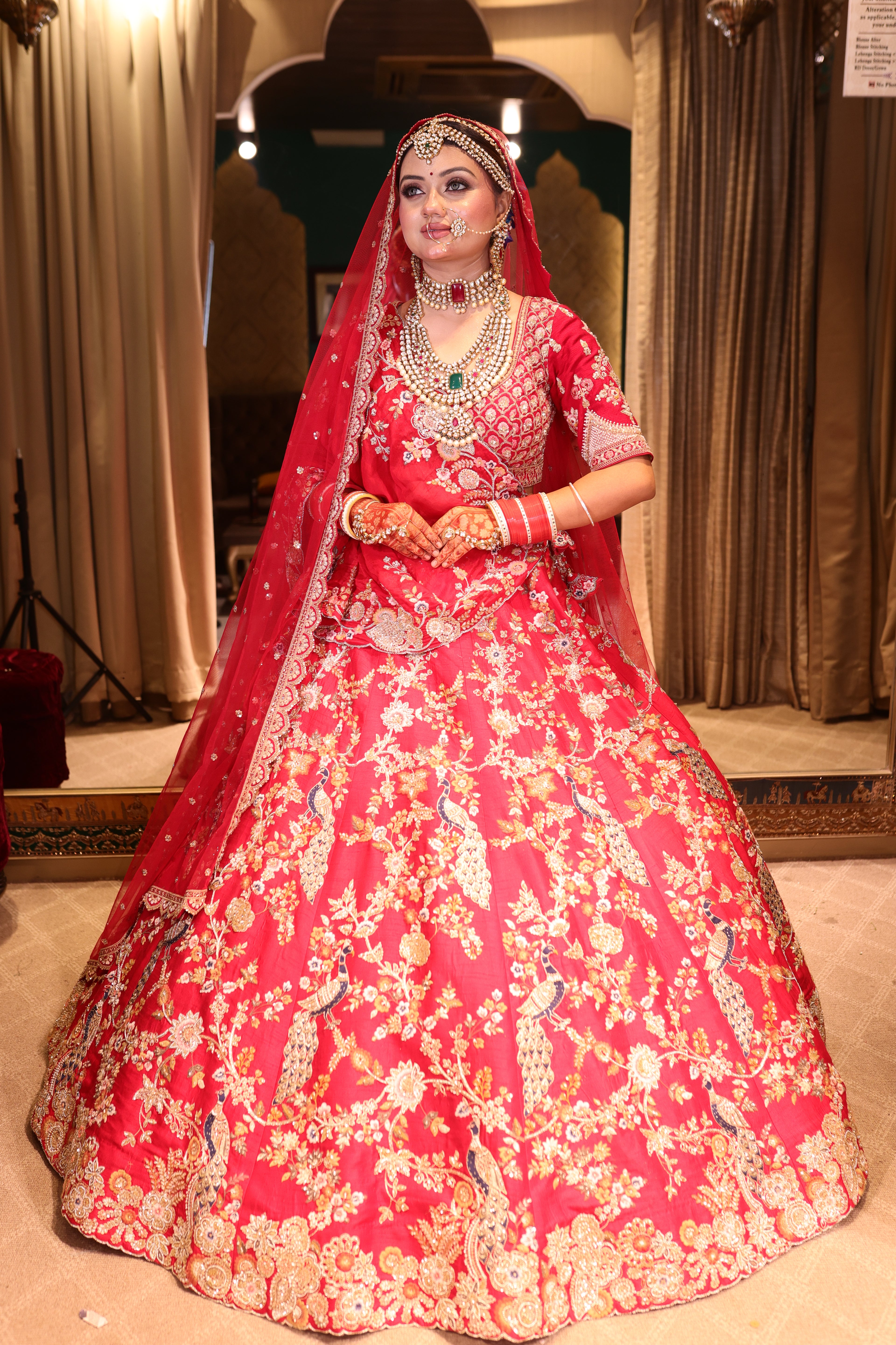 Scarlet Peacock Red Bridal Lehenga(SAR996 B-122)