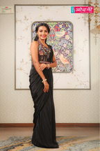 Bohemian Noir Black Drape Saree (6071 D-33)