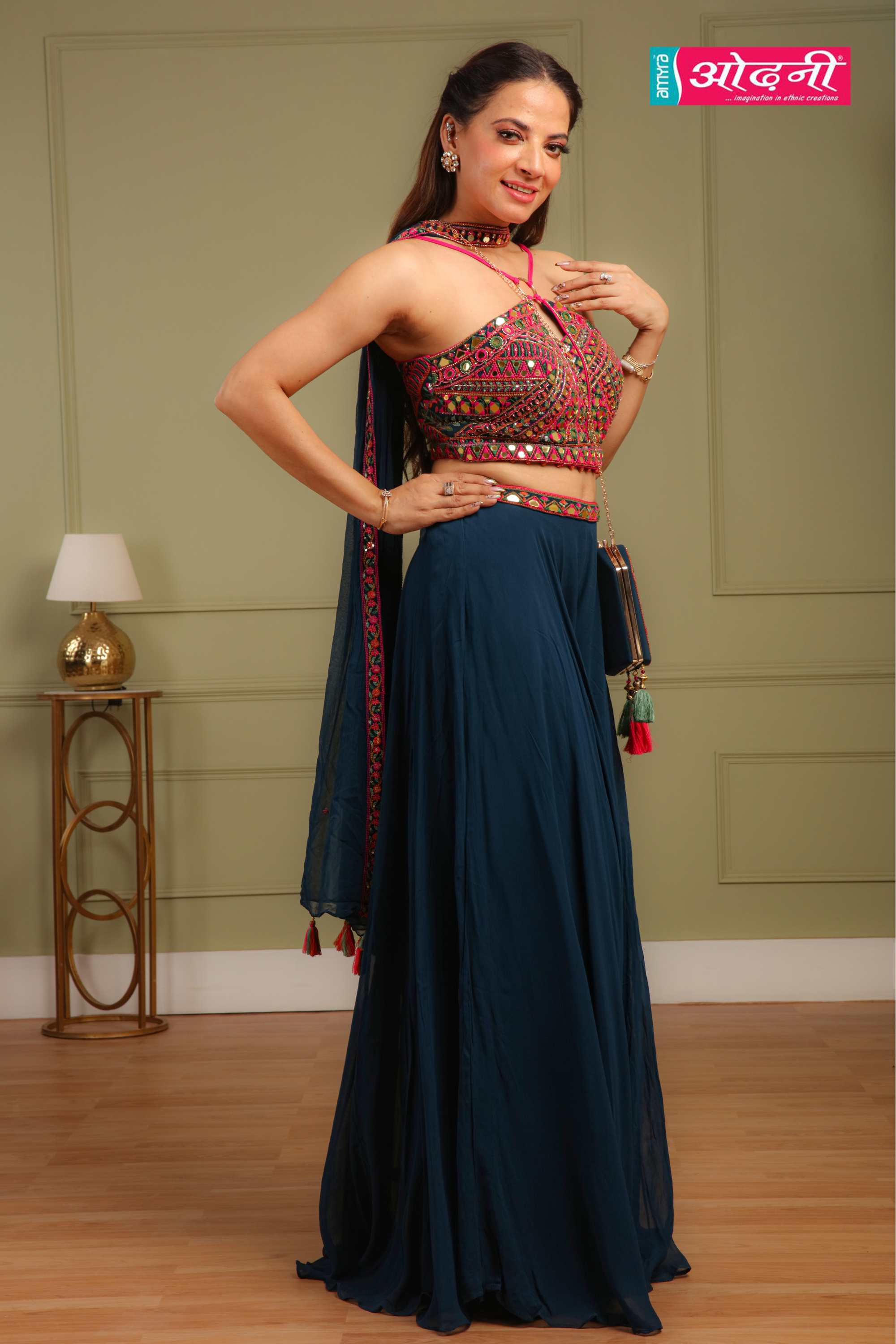 Blue Mirror Mosaic Palazzo Dress (REVA M-24)